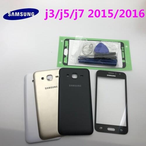 Full Housing Cover Case Battery Cover +front glass with frame glue sticker For Samsung Galaxy j3 j5 j7 j320 j500 j700 j510 j710