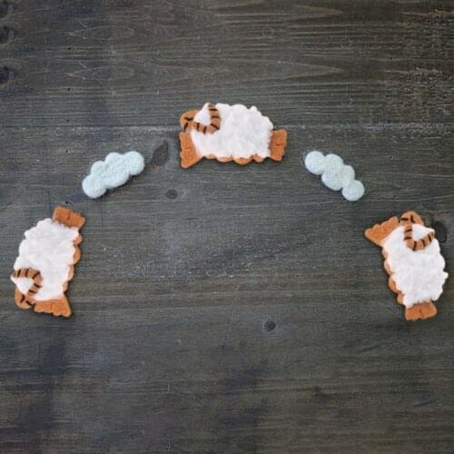 K1KC Baby Newborn Photography Props Wool Felt Clouds Sheep Balloons Infant Photo Shooting Decorations Accessories