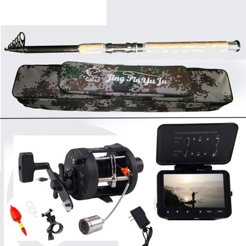 WF06B 4.3 Inch 15M/30M Cable Fish Finder IR LED Underwater Night Vision Fishing Camera LCD Monitor Fishfinder with Fish rod, bag