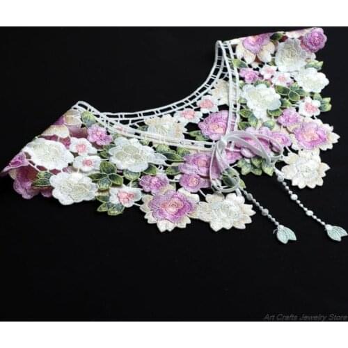 Fairytale Decorative Fake Collar Lace Shawl Wrap Embroidery Floral Capelet Dickey Mini Cape Women Detachable Necklace M19 21