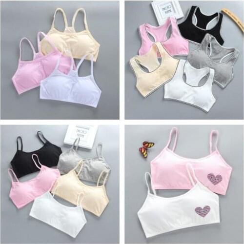 12 Young Girls Training Bra 8-13 Years Old Children Bras Underwear Vest Kids Bra Camisole for Child 14 White Pink Autumn Cotton