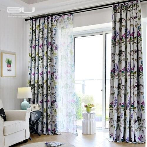 2019 Luxury Villa Purple Golden Printing Blackout Curtains Window For living Room Bedroom Kitchen Sheer Valance Drapes