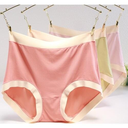 Large Size High Waist Panties Women Underwear Solid Color Plus Size Comfortable Modal Briefs Big Panties Female Fits 60-100Kg