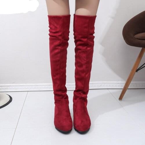 2019 Womens High Boots Shoes Fashion Women Over The Knee Boots 2018 New Autumn Winter Flock Botas Feminina Thigh High Boots