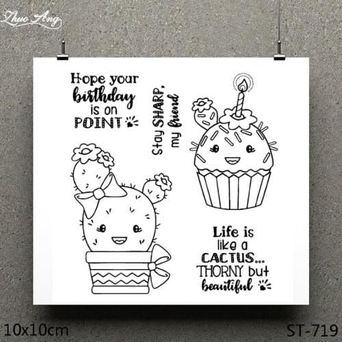 ZhuoAng Cartoon Cactus Design Clear Stamp / Scrapbook Rubber Stamp / Craft Clear Stamp Card / Seamless Stamp