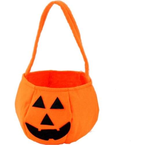 1/5/10pcs Halloween Pumpkin Bag Portable Halloween Prop Basket Non-woven Candy Bag Three-dimensional Pumpkin Bag Hotsale