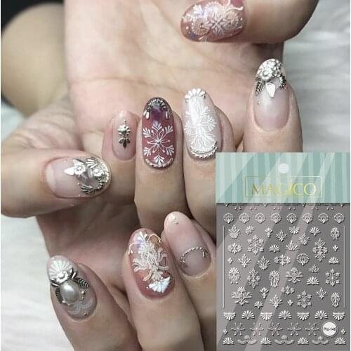 1 Pc 3D Embossed White Vintage Baroque Acrylic Adhesive Water Slide Nail Art Decals Fashion Mature Manicure Decoration Makeups