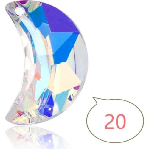 10pcs Fashion Moon Crystal Glass Beads Make Jewelry DIY Craft Necklace Earring Charms Crystal Clothing Accessories