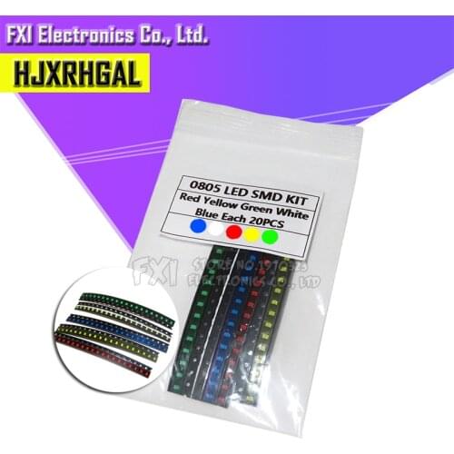 100PCS=5 colors x 20pcs 1210 1206 0805 0603 LED Diode Assortment SMD LED Diode Kit Green/ RED / White / Blue / Yellow