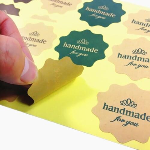 1200pcs/lot Vintage Flower Handmade For You Three-color Kraft Sticker Gift Polygon Adhesive Labels Stickers Paper free shipping