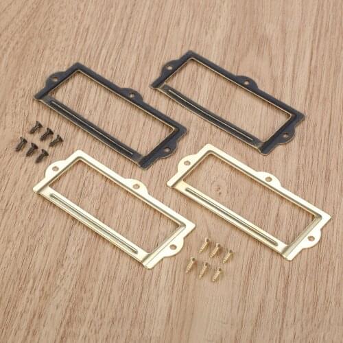 2pcs/set Antique Bronze/Gold Label Pull Frame Handle File Name Card Holder Furniture Cabinet Drawer Box Knobs 90*42mm w/screws