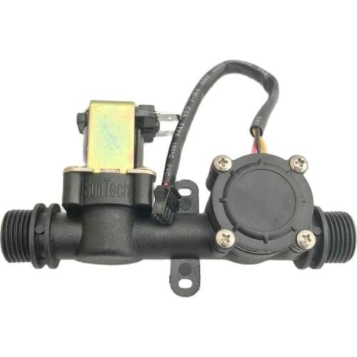 24V DC G1/2" NPN Hall Water Flow Sensor USN-HS21TX 1-30L/min Flowmeter Combined with Solenoid Valve All in one Integrated
