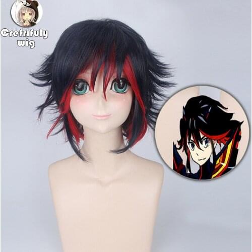 30cm KILL la KILL Ryuuko Matoi Black Blue Red Ombre Short Cosplay Wig Heat Resistant Synthetic Hair Peruca Costume Wigs Women
