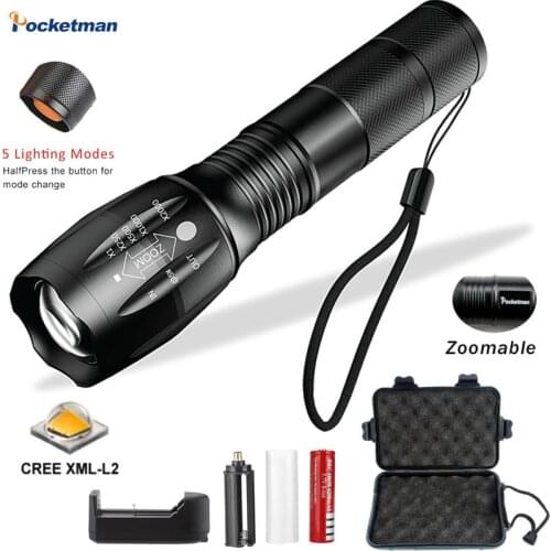 5000 Lumens A17 Handhold Flashlight-Portable, Zoomable,Waterproof, Super Brightness with 5 Light Modes for Outdoor Use