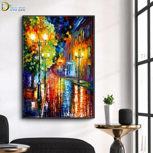 5D Diamond Painting Street Scenery Abstract Color Hand Drawn Decor Poster Cross Stitch Diy Embroidery Full Drill Mosaic Art Kit