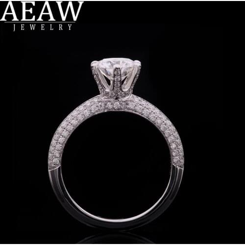 AEAW 0.5ct 1.0ct 1.5ct Round Cut 14k White Gold Moissanite Ring Half Full Eternity Sizes Original Dazzling Female Jewelry