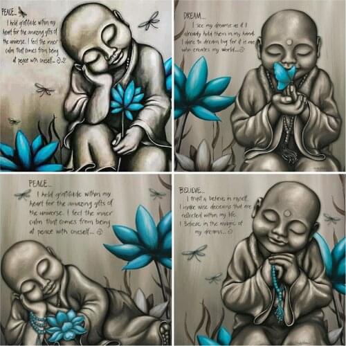 HUACAN 5D Diamond Painting Cross Stitch Religion Buddha Picture Of Rhinestone DIY Diamond Embroidery Home Decoration