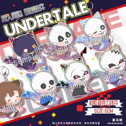 Anime Undertale sans frisk horror Chara Blueberry Cute Laser Acrylic Keychain Itabag Pendant Toy Keyring Badge Brooch Cosplay