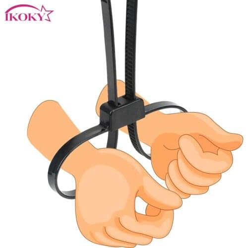 IKOKY SM Bondage Hands Cuffs Fetish Restraint Ribbon Adult Games Nylon Sex Toys for Couples