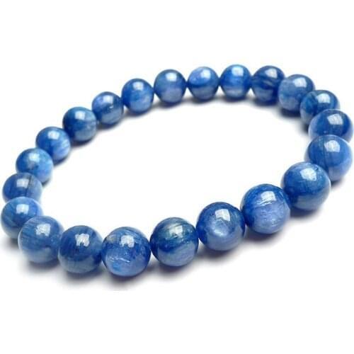 8mm Natural Blue Kyanite Bracelet Jewelry For Women Men Healing Cat Eye Gemstone Crystal Round Beads Stone Stretch Strands AAAAA