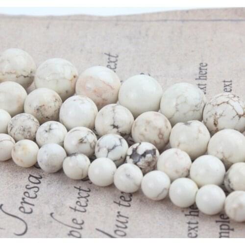 4/6/8/10mm Second Generation Matte White Mongolia Turquoises Beads for Jewelry Bracelet Making Round Loose Beads Strand 15inche
