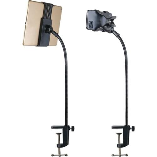 Cell Phone Holder Clip-on Flexible Phone Mount Stand Bracket for Desk Bed for 3.5-10.6inch Smartphones Tablets