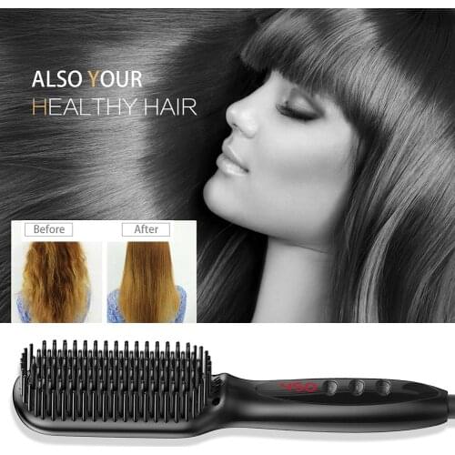 Electric Negative Ion Digital Display Comb Hair Straightener Styling Brush Tool heated comb can make the hair quickly smoothed