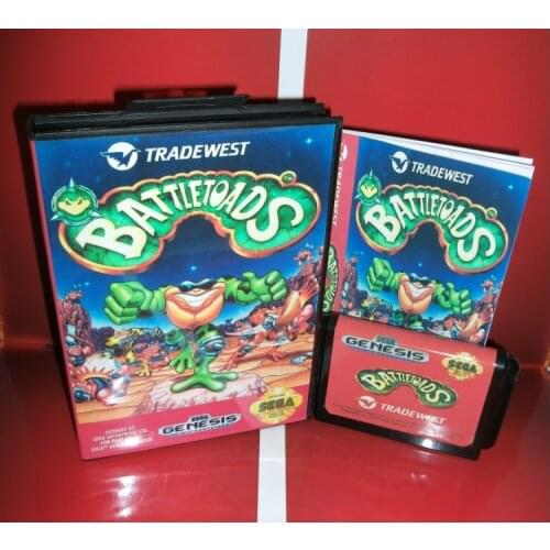 Battletoads - MD Game Cartridge US Cover with box and manual For Sega Megadrive Genesis Video Game Console 16 bit MD card
