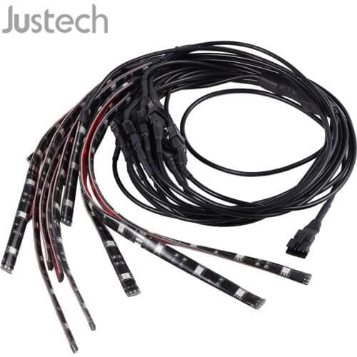 Justech 12pcs Motorcycle Multi-color/15 Colors RGB 72LED Neon Flexible Light Strip Kit Wireless Remote Motorcycle Glow Lights