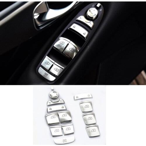 Car Door Window Glass Lift Button Knob Decorative Cover Sticker Trim For Infiniti Q50 Q50L Q70 QX50 QX60 interior Accessories