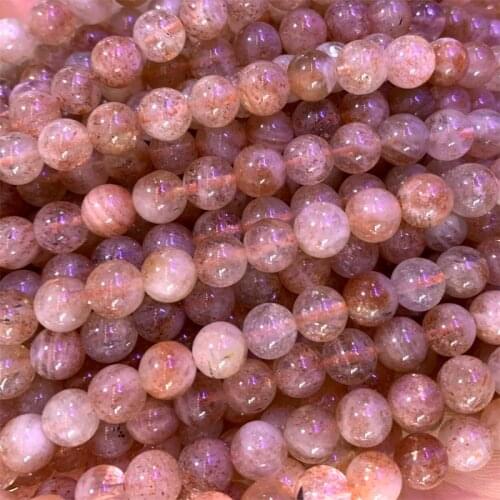 Wholesale Real Genuine Natural Clear Sanidine Sunstone Round Loose Gemstone Ball Beads 6mm 15" 06420