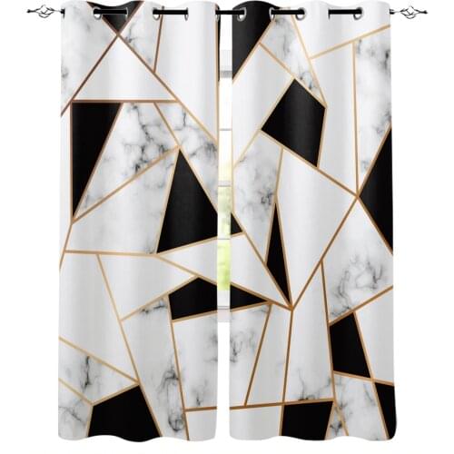 Marble Texture White Black Square Modern Blackout Curtains for Living Room Decoration Curtain Bedroom Kids Curtain Drapes