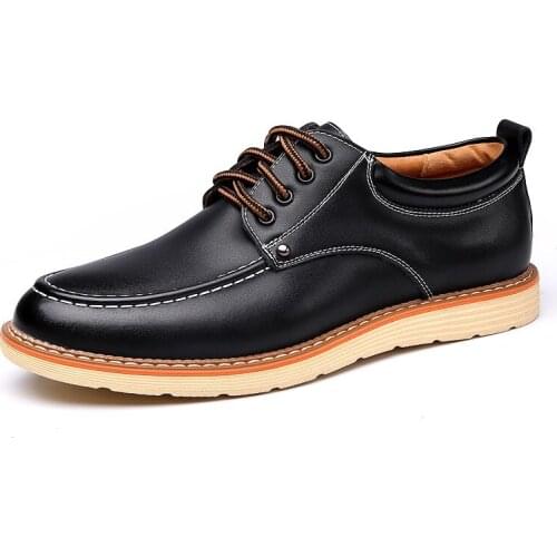 Mens Leather Shoes 2021 New Autumn Casual Shoes Breathable Leather Fashion Flat Bottom Strap Non-slip Wear-resistant Locomotive
