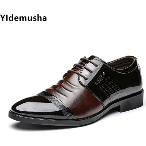2020 New Spring Mens PU Leather Casual Shoes Pointed Top Leather Brand Dress Shoes Europe America Style Man Business Shoes