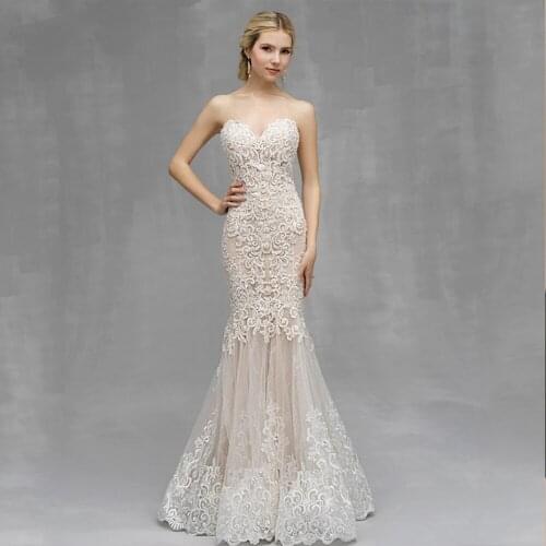 Custom Made Strapless Sexy Backless Shiny Beading Crystal Appliques Lace Mermaid Wedding Dress Elegant Aliexpress Online Shop