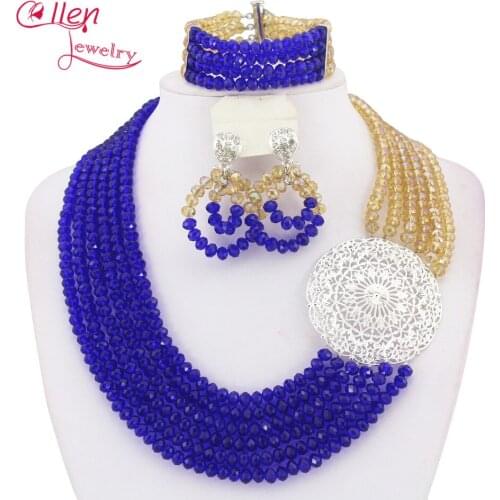 Nigerian Wedding bridal Jewelry Set African Crystal Beads jewelry Set dubai women necklace Set WS5585