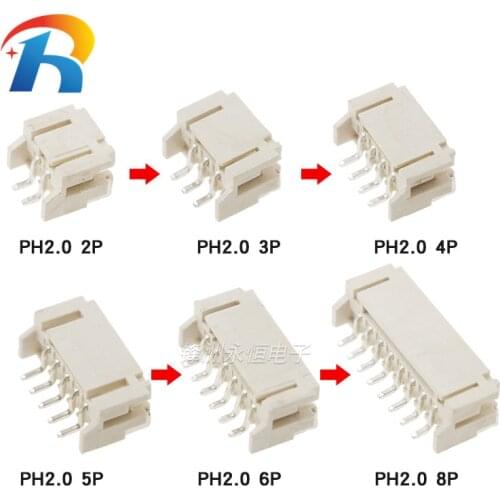 PH2.0 AWT Pitch 2.0 SMT Connector Horizontal Patch SMD SMT Needle Socket 2P 3P 4P 5P 6P 7P 8P 9P 10P Pin Header