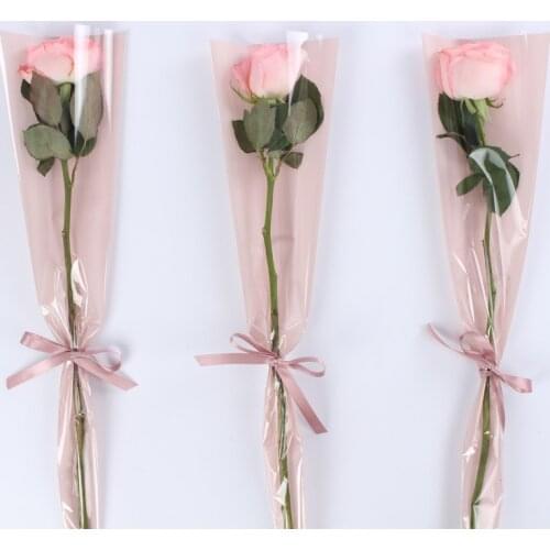 50pcs Flowers Plastic Flower Packaging Single Rose Bag Flower Paper Valentines Day Rose Bag