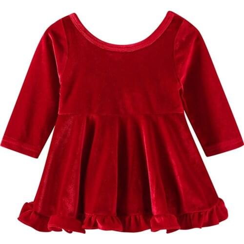 Girls Christmas Dress Long-Sleeve Dress Baby Kids Pleuche Velvet Dress Children Backless Bow Princess Birthday Party Clothes