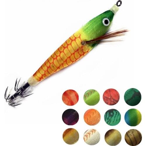 1Pcs Shrimp Fishing Lure 10g/8cm Squid Hook Luminous Squid Jig Wood Cuttlefish