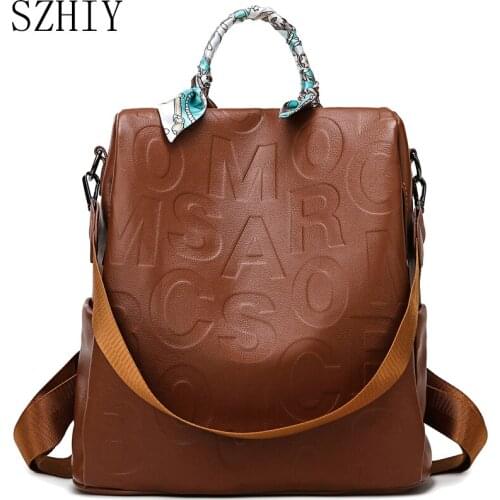 Back Packs Bag For Women Fashion Backpacks 2021 Leather School Anti Theft Travel School Ribbon Letter Bolsas Femininas De Luxo