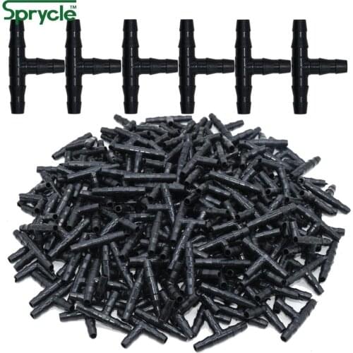 SPRYCLE 20PCS Plastic Dripper Watering Plants Tee 1/4 Inch Hose Connector Joint Hose Outdoor Irrigation Tools for 4mm/7mm Hose