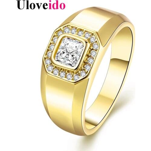 Uloveido Wedding Rings for Women Ring Female Gold Color Square Stone Engagement Ring Jewellery Womens Accessories Gifts KR204