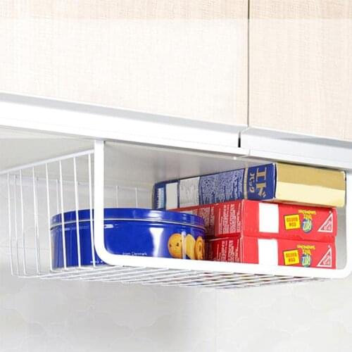 Iron Mesh Shelf Basket Cupboard Cabinet Door Organizer Rack Closet Holders Hanging Under Shelf Storage Basket Rack Wall Shelf