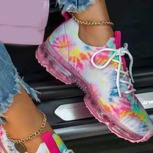 Womens Sneakers Women Shoe Lace Up Female Light Air Cushion Woman Vulcanize Shoes Casual Knitted Breathable Ladies Plus Size