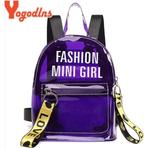 Yogodlns Mini Size Transparent Women Backpack Clear PVC Teenager Girls Zipper Student School Backpack Travel Bag Mochila Feminia