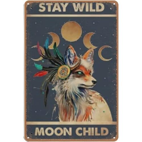 Wolf tin Sign tin Sign Love Wolf Print Vintage Wildlife Wall Art, Vintage tin Sign, Retro Style, Farmhouse Decoration, Home, bar