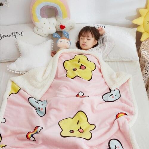 Winter Warm Baby Fleece Blankets Sofa Sleeping Blanket Thickened Warm Plush Coral Fleece Baby Bed Sleeping Quilt Dinosaur Rabbit