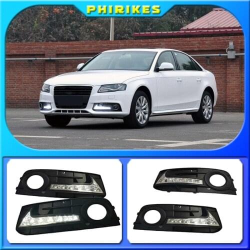 1 Set For Audi A4 A4L B8 2009 2010 2011 2012 LED DRL Daytime Running Lights Daylight Fog Lamp cover hole