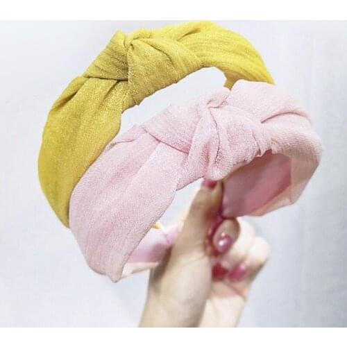 12pcs New Solid Colors Fabric Headband Girls Headwear Simple All-match Center Knotted Hairbands for Women Hair Accessories